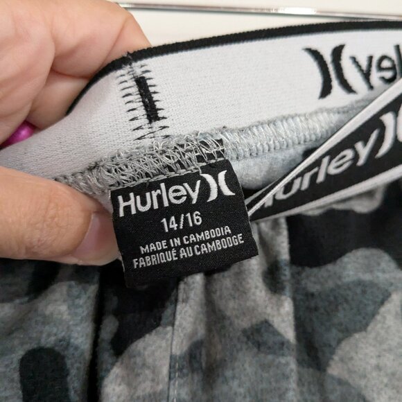 Hurley Elastic Waist Camouflage Pattern Pajama Pants Grey Black Size 14 - Picture 3 of 5
